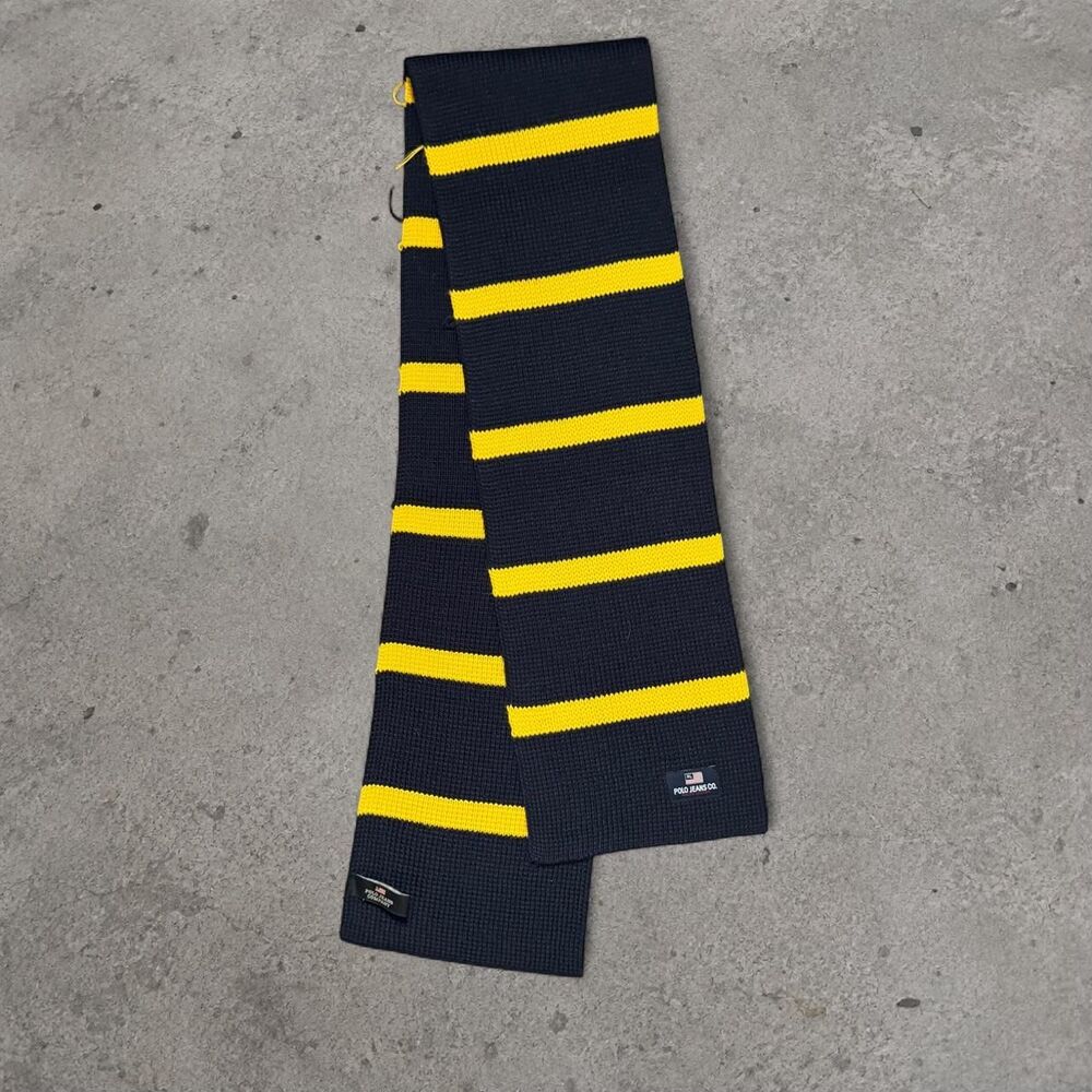 Polo Jeans Co. Striped Scarf Yellow and Navy Blue